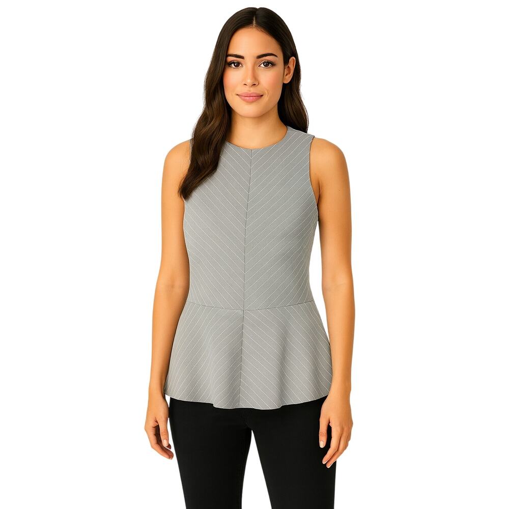 Banana Republic Pinstripe Peplum Sleeveless Top in Gray – EUC Size 4